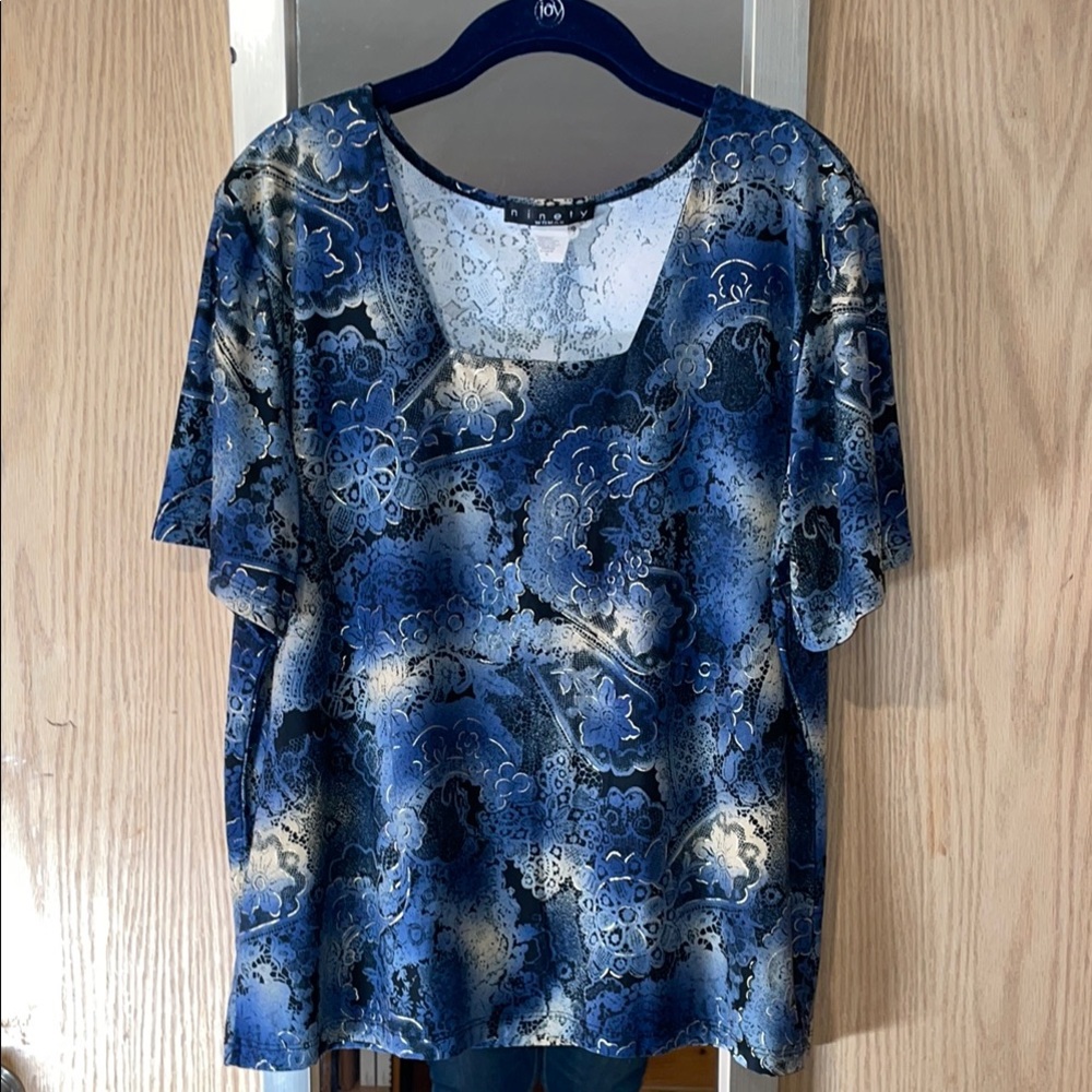 Blue and Gold Women's Top Size 1X
